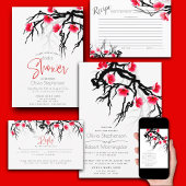 Detail Card Japanischer Blossom Zweigstelle Blumen RSVP Karte