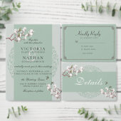 Vintag Sage Green Chinoiserie Tischnummer Sockelschild (Personalisiere diese Kollektion eines unabhängigen Creators.)