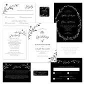 Rustikale Black Wildblume Online QR Code Hochzeit RSVP Karte