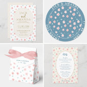 Chic Watercolor Pink Blumenzehen Speichern Sie das Einladung