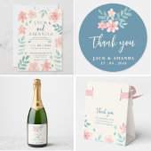 Chic Watercolor Pink Blumenzehen Speichern Sie das Einladung