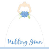 Hochzeitsticker (Pastellblau mit Hochzeitskleid) Runder Aufkleber