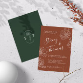 Elegante Terracotta und Green mit Cosmos-Blume Einladung