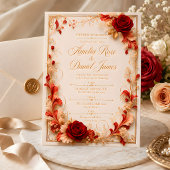 Elegantes Gold- und Burgunder-Herz-Hochzeitsprogra Programm