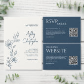 Moderner Navy Blue Kontur Polterabend Einladung (Personalisiere diese Kollektion eines unabhängigen Creators.)