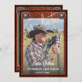 Eleganter Western Style Leather Foto Abschluss Inv Einladung