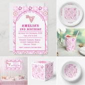 Rosa Cowgirl mit Blume Pappbecher