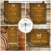 Western Rustikale Hufeisenbraun- und Goldhochzeit Save The Date