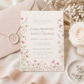Elegant Botanical Wildflowers Monogram Wedding Runder Aufkleber