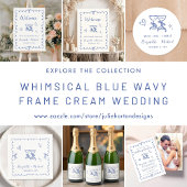 Whimsical Hand Drawn Blue Wedding Empfang Einladung