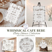 Whimsical Cafe Bebe Stripe Babyparty Serviette