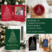 Whimsical Christmas Tree Bows Cranberry Christmas Runder Aufkleber