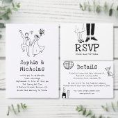 Hochzeitsdetails mit Doodle-Design + QR-Code | Sch Begleitkarte (Personalisiere diese Kollektion eines unabhängigen Creators.)