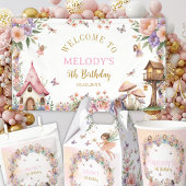 Whimsical flower fairy garden 5th birthday  runder aufkleber