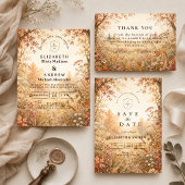 Whimsische Waldhochzeit im Herbst Save The Date