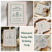Whimsical Funky Quirky 30th Birthday Party Serviette