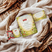 Photo Whimsical Garden Lady Bug 1st Birthday Einladung