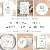 Whimsical Hand Drawn Green Wedding Pokerchips