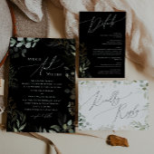 Whimsical Greenery Gold Black Wedding Drinks Menü Poster