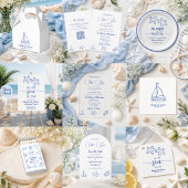 Schicke handgezeichnete Boote mit Wellen Hochzeit Pappteller