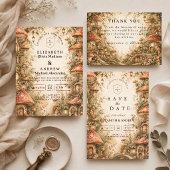 Whimsische Pilzwaldhochzeit Save The Date