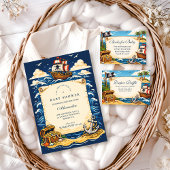 Whimsical Pirate Ship Adventure Baby Shower Serviette