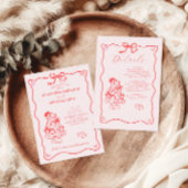 Whimsical Retro Doodle Art Wedding Einladung