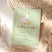 Neutral Green Gingham Silly Goose Baby Shower Geschenkanhänger