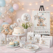 Pastel Teddy Bear Birthday Acryleinladungen