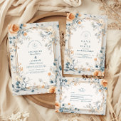 Whimsical Vintag Floral Fern Wedding Einladung