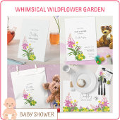 Lebhafte, gelbe Rosa Wildblume Script Baby Dusche Einladung