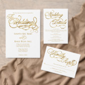 Elegante White and Imitats Gold Calligraphy Weddin Einladungsbanderole (Personalisiere diese Kollektion eines unabhängigen Creators.)