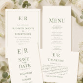 Weiße & Olivfarbene Hochzeitstisch-Nummer mit Mono Tischnummer