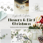 Weihnachts-Blume und Vogel - mit Liebe Quadratischer Aufkleber