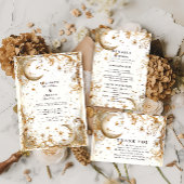 White Gold Celestial Moon & Stars Wedding RSVP Karte