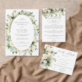 All White Hydrangea Rose Flowers Greenery Wedding Begleitkarte (Personalisiere diese Kollektion eines unabhängigen Creators.)