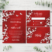 White Cherry Blossom Red RSVP Wedding (Personalisiere diese Kollektion eines unabhängigen Creators.)