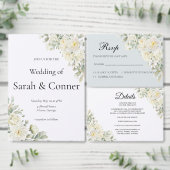 White Roses Foil Wedding Invitation Folieneinladung (Personalisiere diese Kollektion eines unabhängigen Creators.)