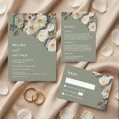 White Roses 3D Flowers RSVP Karte