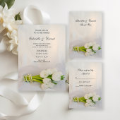 White Tulip Bouquet Spring Brautparty Einladung