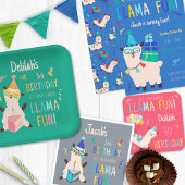 Party-Tiere Llama Geburtstagsfeier Grau Geschenkpapier