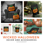 Wicked Happy Halloween Black Orange Pumpkin Pappbecher