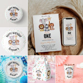 Wild One Safari Animals Boy Baby Shower Serviette