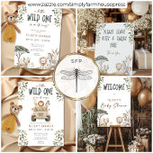 Wild One Safari Animals Neutral Baby Shower Pappteller