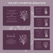 Hochzeitsessen und Bar Menu-Wildblume Elegante Menükarte