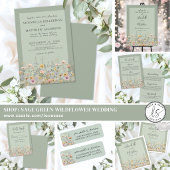 Salbeigrüne Wildblumen-Hochzeit Serviette