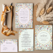 Einfache Wildblume Fern Mint Green Wedding Flat Programm