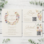 Wildblumen-Herbst-Hochzeits-QR-Code All In One Einladung (Personalisiere diese Kollektion eines unabhängigen Creators.)