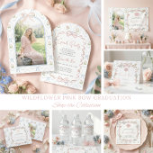 Wildflower Pink Bow Graduation Party  Banner