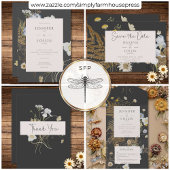 Rustikale Wildblumen Monogram QR Code All In One Einladung